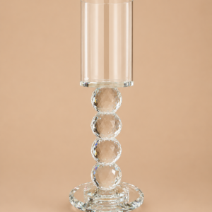Crystal Candle Holder with Glass Hurricane Vase
